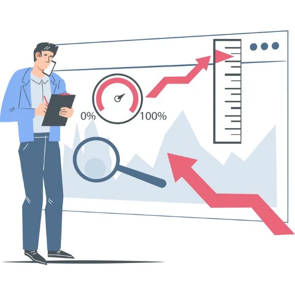 Store manager reviewing analytics